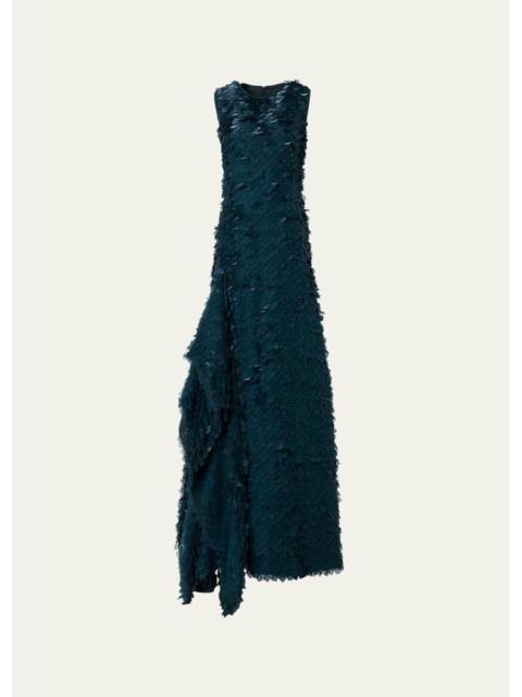 AKRIS Layered Organza Tile Asymmetric A-Line Gown