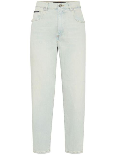 PHILIPP PLEIN skull-studded tapered jeans