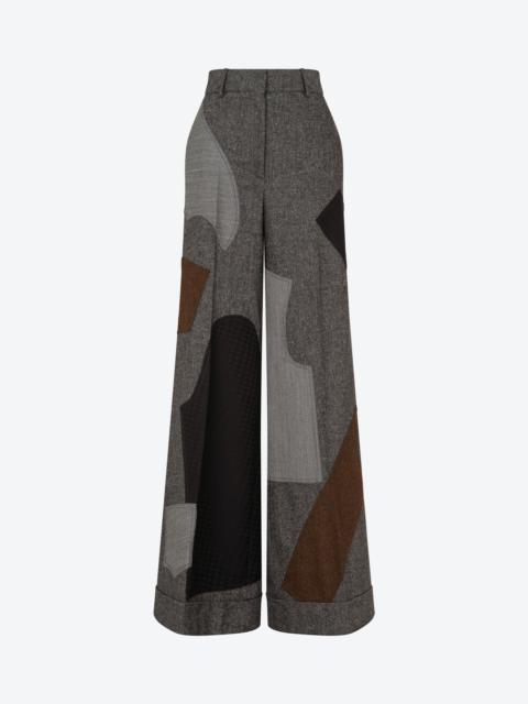 Moschino PATCHWORK WOOL BLEND TROUSERS