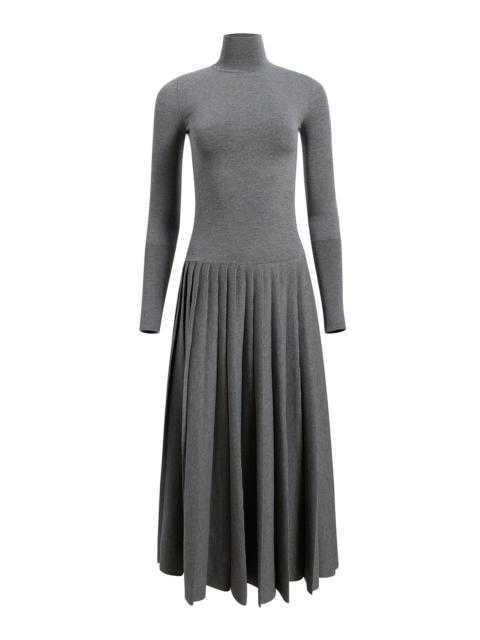 Lisette Pleated Merino-Blend Maxi Dress blue