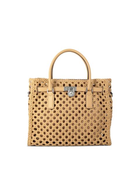 MICHAEL KORS woven padlock tote bag