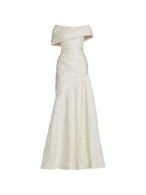 TADASHI SHOJI jacquard off-shoulder maxi dress