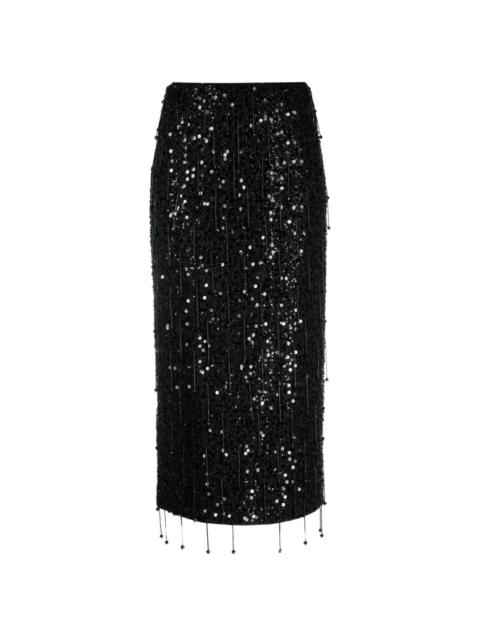 paillette-embellished high-waist midi skirt