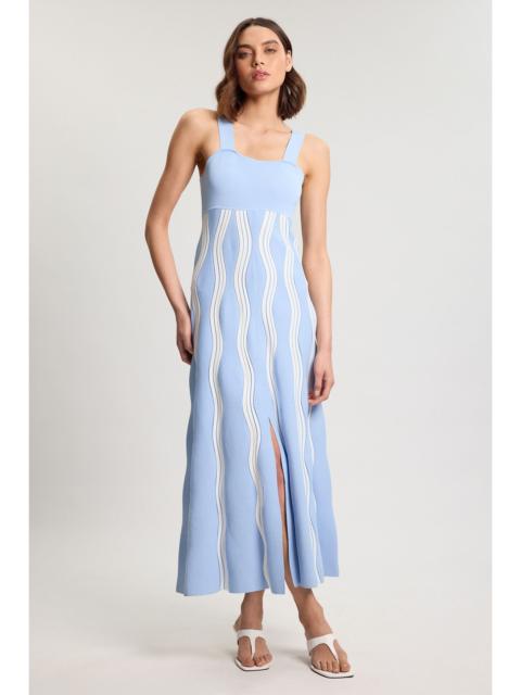 KAREN MILLEN Contrast Wave Knit A-Line Knitted Strappy Dress