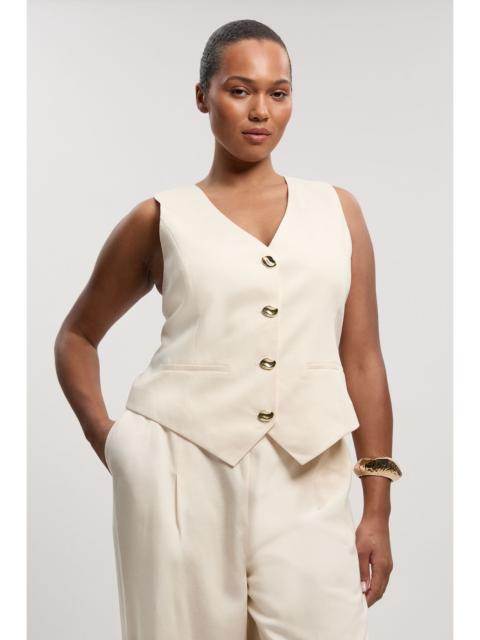 KAREN MILLEN Plus Size Tailored Linen Corset Back Detail Waistcoat