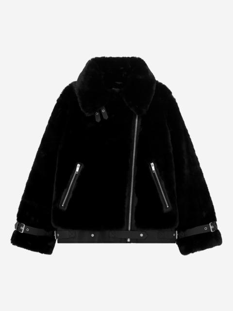 The Kooples BLACK FUR-EFFECT AVIATOR JACKET