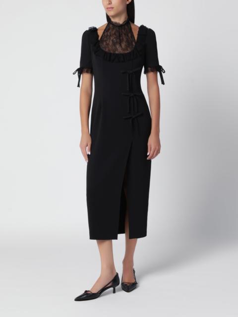 Alessandra Rich Black midi dress with lace insert