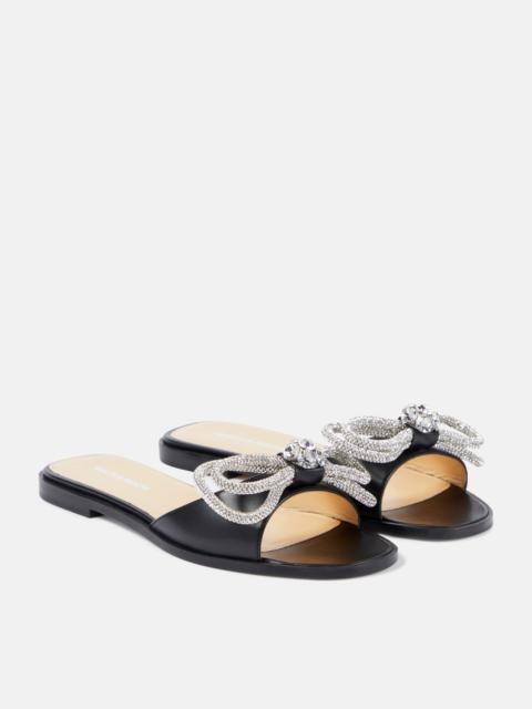 MACH & MACH Double-Bow leather slides