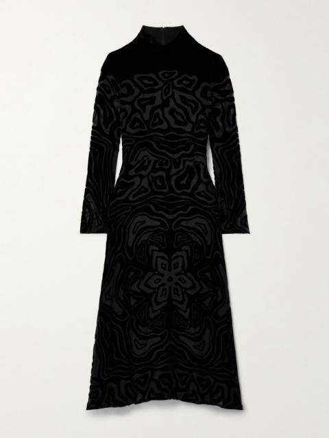 ULLA JOHNSON Helena Devoré-velvet Midi Dress