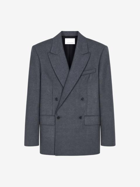 The Frankie Shop Newark Flannel Double Breasted Blazer - Grey Melange
