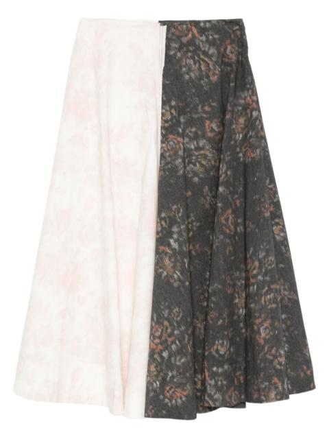GANNI floral-print panelled skirt