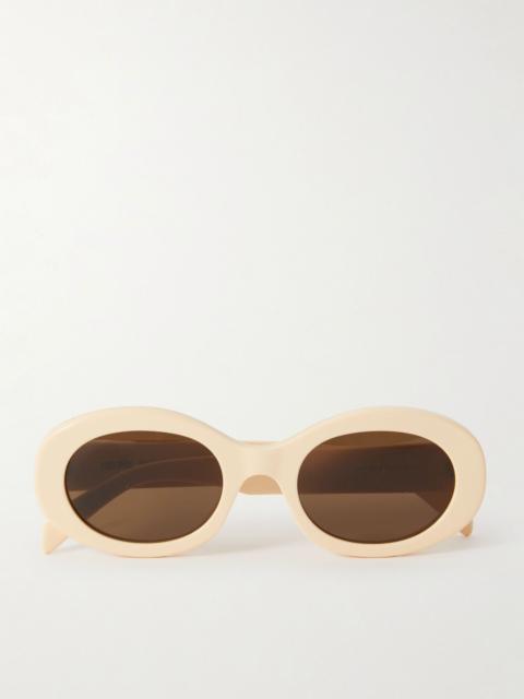 CELINE Triomphe oval-frame acetate sunglasses Cream