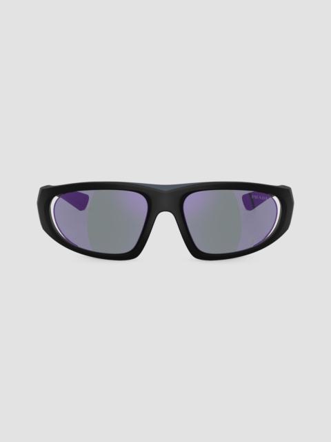Prada Men's Linea Rossa 57MM Wraparound Sunglasses - Matte Black