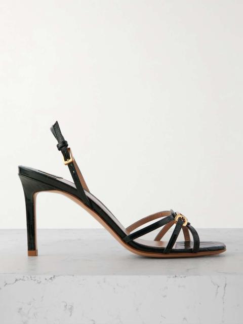サンダル・ミュール TOM FORD WOMEN Croc-Effect Leather Sandals Ivory TOM FORD Croc-effect leather sandals | NET-A-PORTER