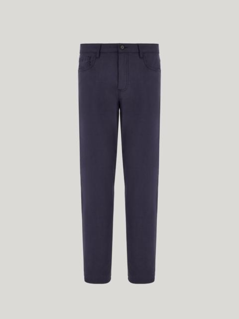 Canali MELANGE BLUE FIVE POCKET PANTS IN WASHABLE IMPECCABILE WOOL