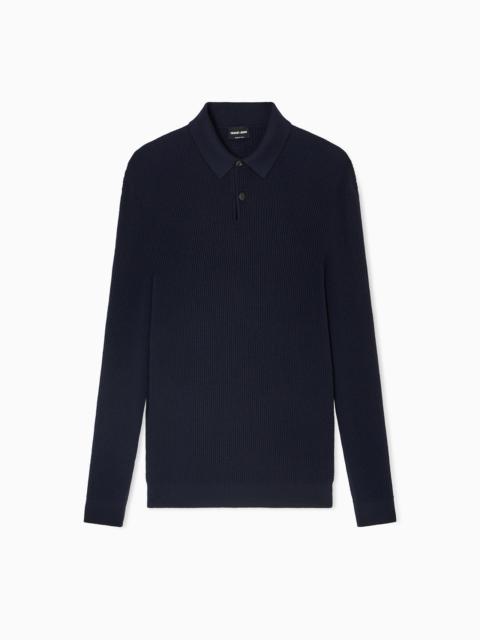 GIORGIO ARMANI LONG-SLEEVED POLO SHIRT IN VIRGIN WOOL AND CASHMERE