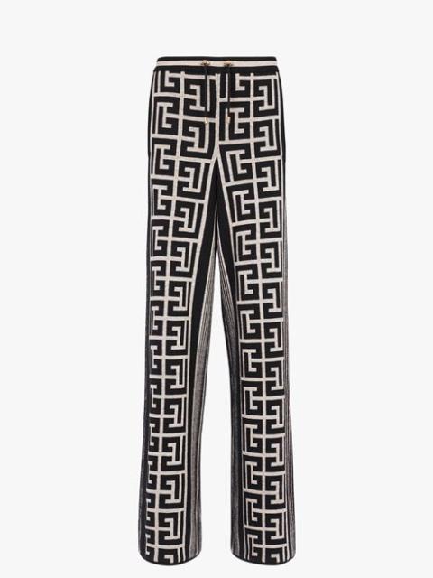 Balmain Wide ivory and black Balmain monogram pants