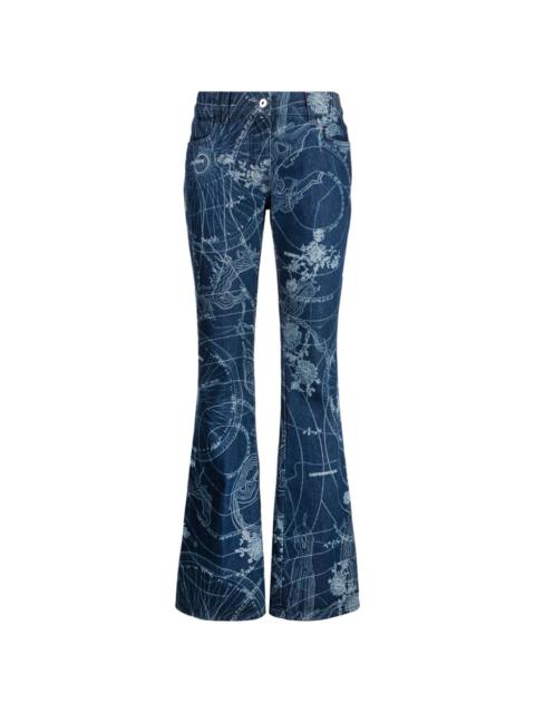 graphic-print flared jeans