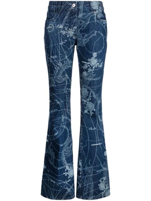 graphic-print flared jeans