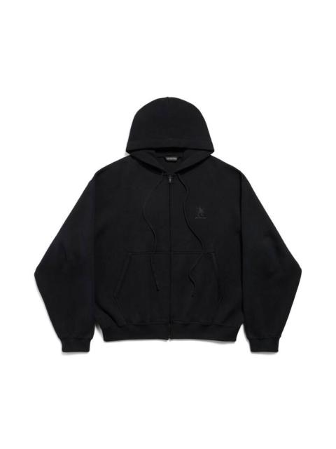 BALENCIAGA Men's Lion Zip-up Hoodie in Black