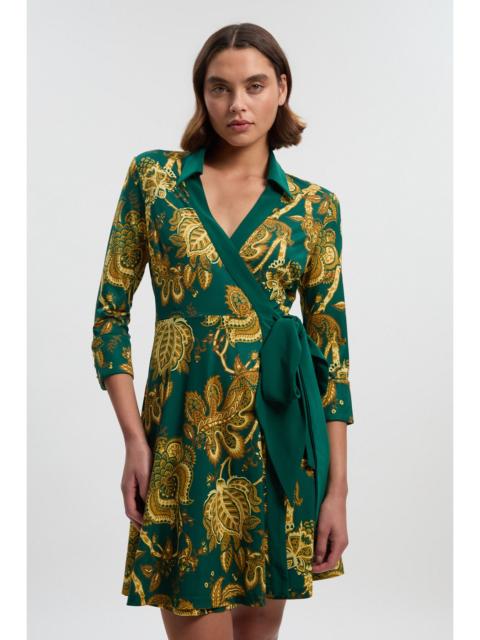 KAREN MILLEN Paisley Print Crepe Tie Waist Midi Dress