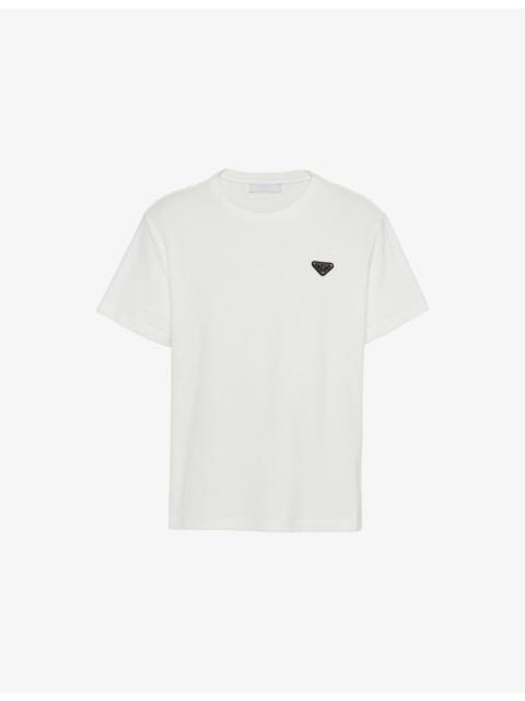 Prada Terry Logo-Plaque Cotton-Blend T-Shirt