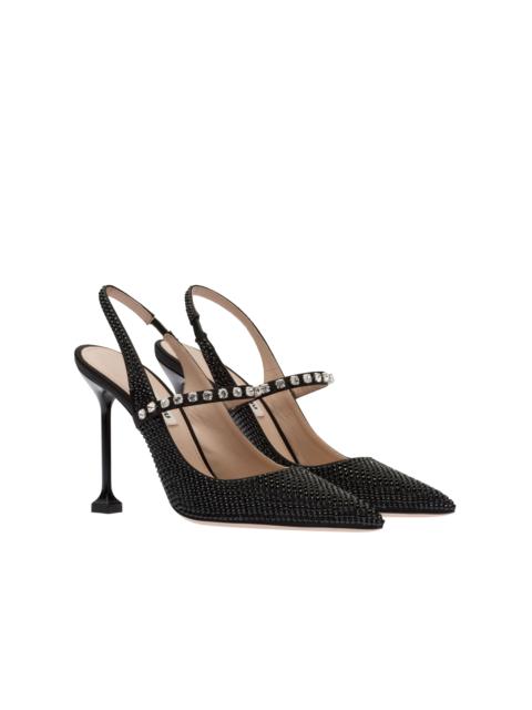 Miu Miu Satin slingback pumps with crystals