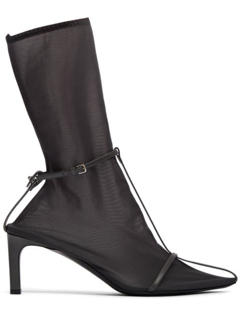 Jil Sander 65mm Mesh & leather ankle boots