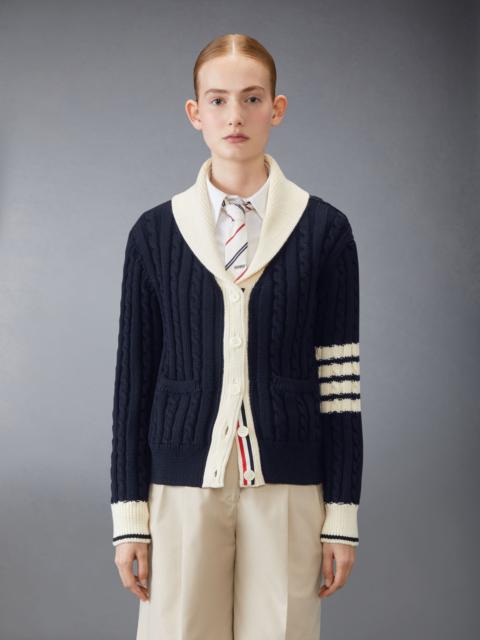 Thom Browne Classic Wool 4-Bar Cable Knit Cardigan