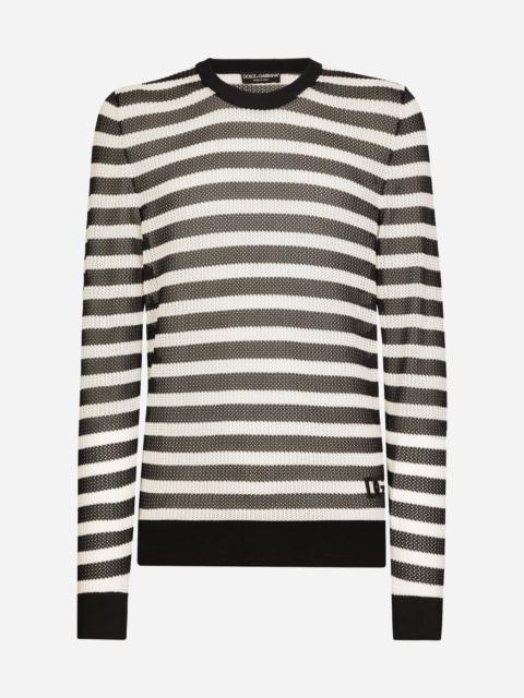 Dolce & Gabbana Striped-print round-neck cotton sweater