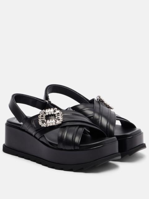Roger Vivier Strass Buckle leather platform sandals