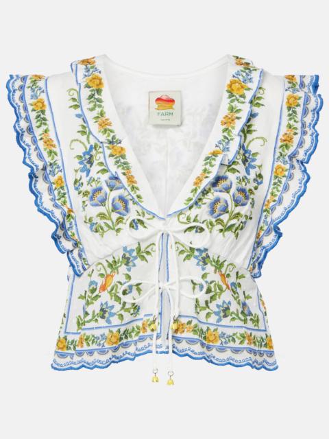 FARM RIO Emily Floral ruffled cotton top