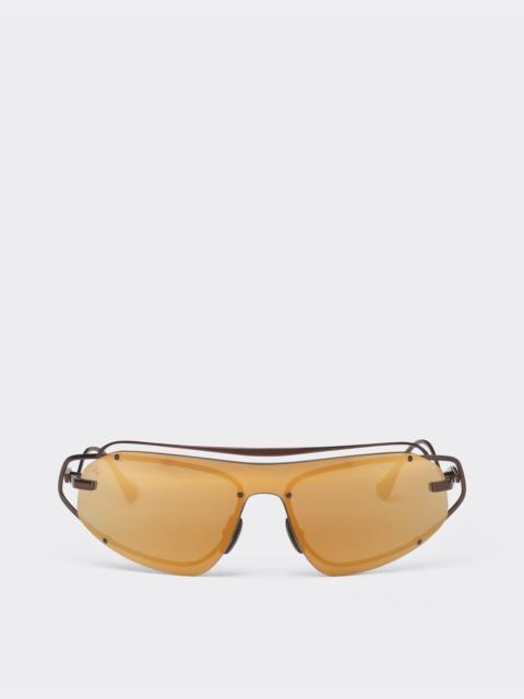 Ferrari Ferrari sunglasses in brown titanium with gold-tone mirror brown shield