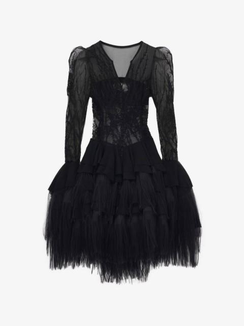 Alexander McQueen Hawthorn Embroidery Mini Dress