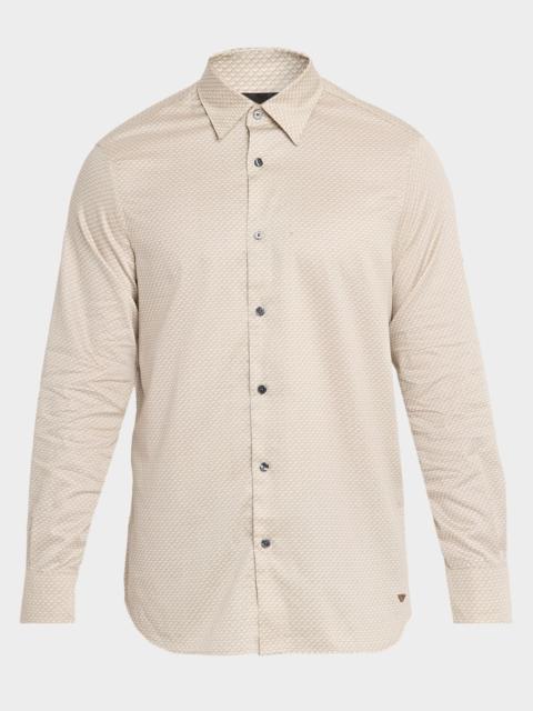EMPORIO ARMANI Men's Cotton Stretch Micro-Abstract Sport Shirt