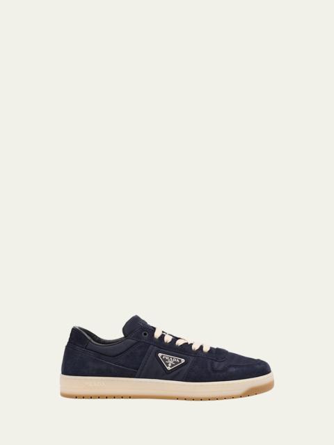 Prada Men's Downtown Nylon and Suede Low-Top Sneakers