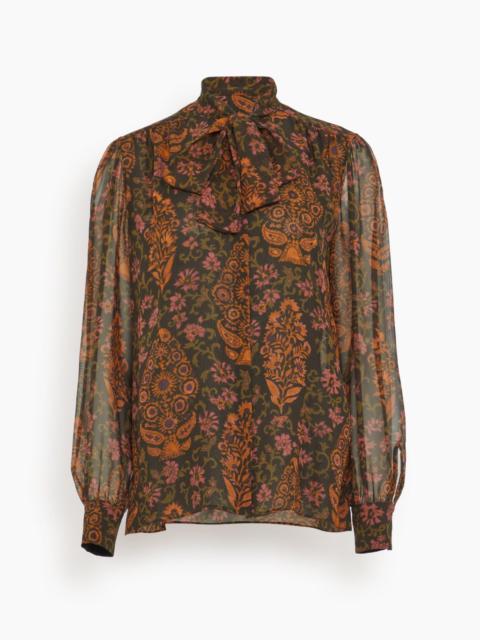 GIAMBATTISTA VALLI Paisley Tie Neck Top in Brown