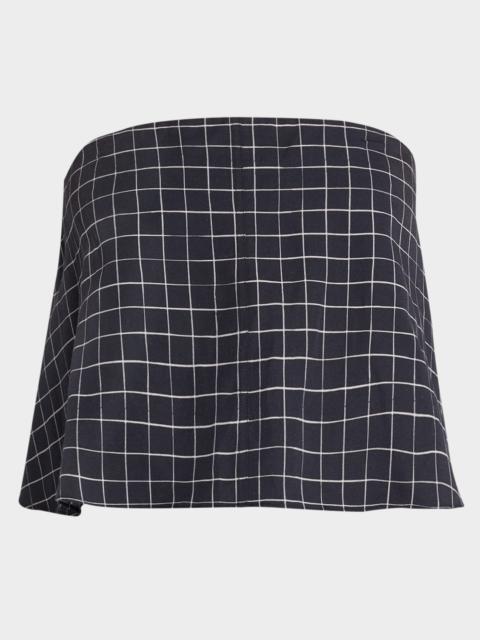 Vince Strapless Tie-Back Plaid Top