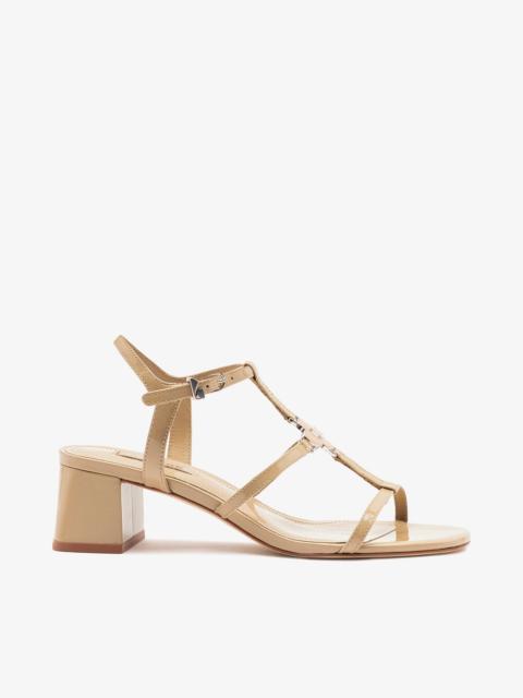 Larroudé Hana Block Sandal Sand Patent Leather