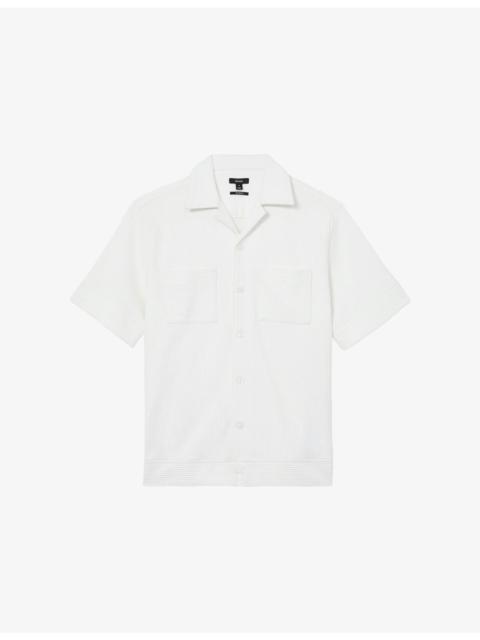 REISS Odessa Ribbed Cuban-Collar Stretch-Woven Shirt