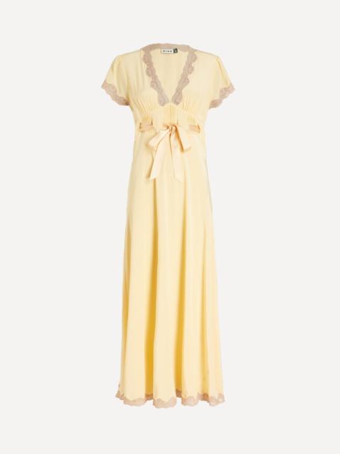RIXO Marlice Butter Yellow Silk Crepe Dress