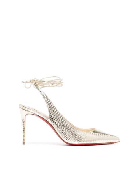 wraparound-strap metallic pumps