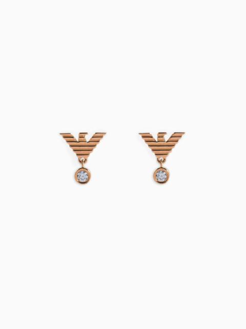 EMPORIO ARMANI ROSE GOLD-TONE STERLING SILVER STUD EARRINGS