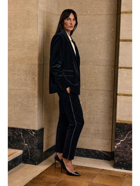 KAREN MILLEN Harper's Bazaar Petite Velvet and Satin Mix Slim Leg Trouser