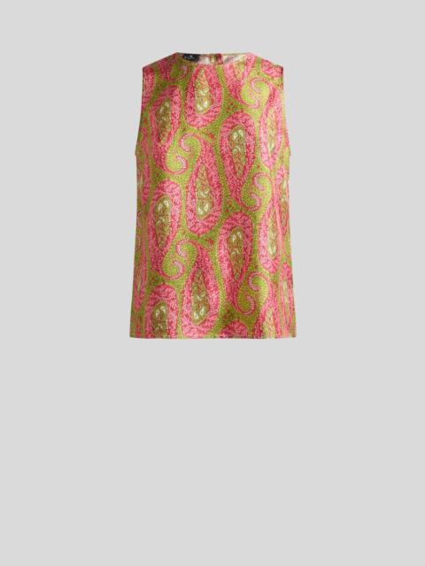 Etro TWILL TOP WITH PAISLEY FOLIAGE MOTIF