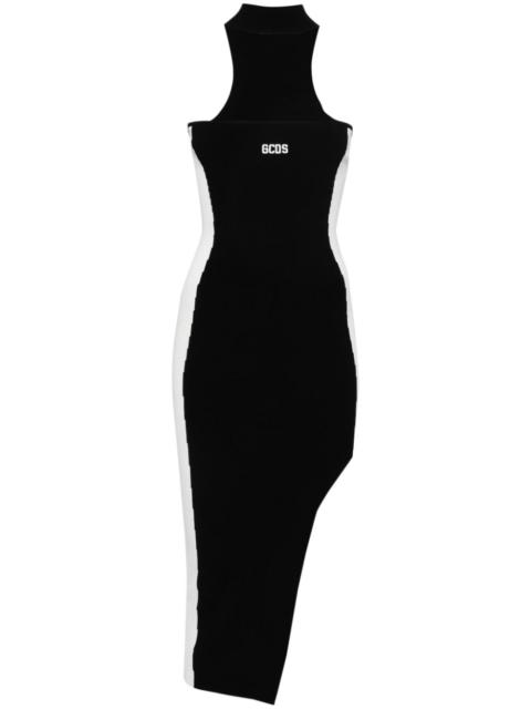 logo-embroidered ribbed dress