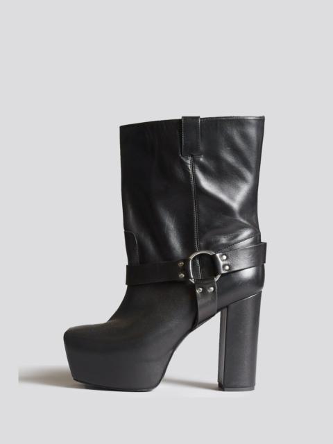 R13 SID HEELED HARNESS BOOT - BLACK LEATHER