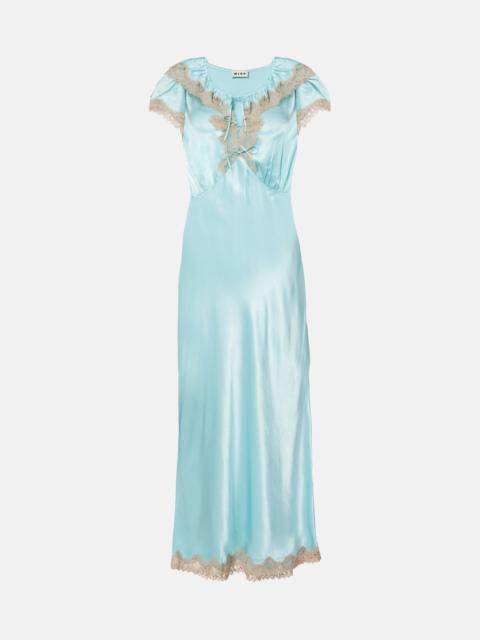 RIXO Viviene lace-trimmed satin midi dress