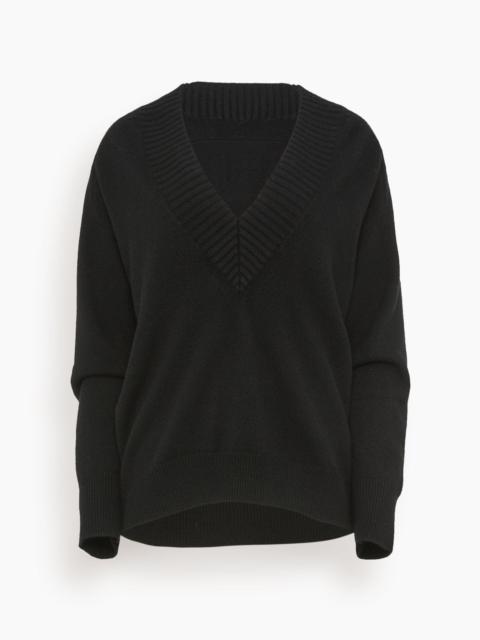 Loulou de Saison Sage Deep V-Neck Sweater in Black