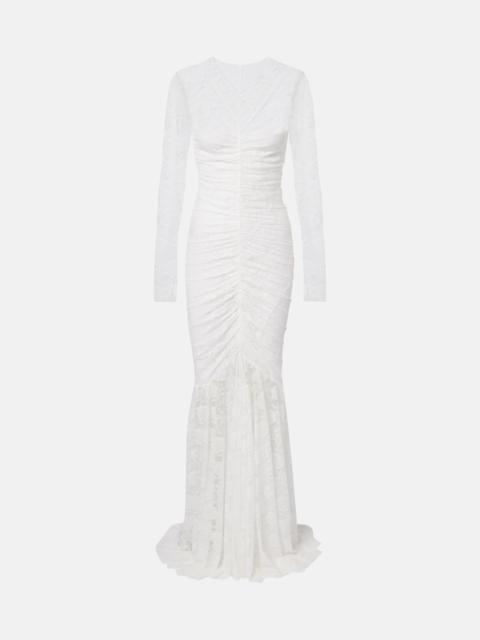 NORMA KAMALI Fishtail ruched lace gown